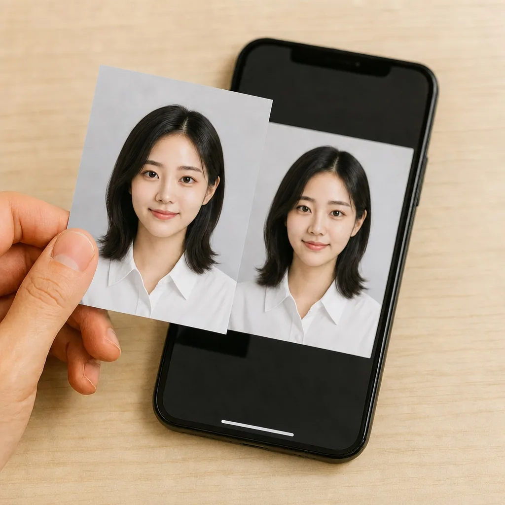 스마트폰으로 촬영한 증명사진 예시